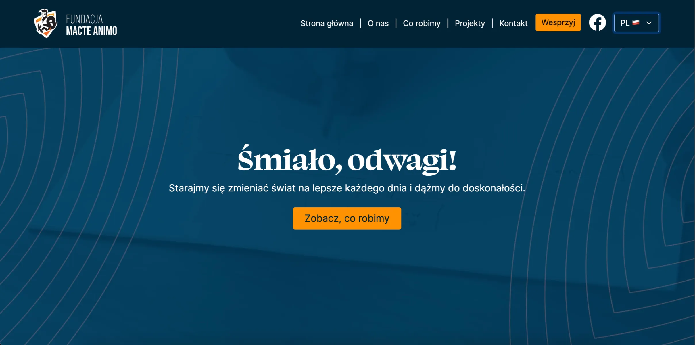 Zrzut strony głównej serwisu Fundacja Macte Animo