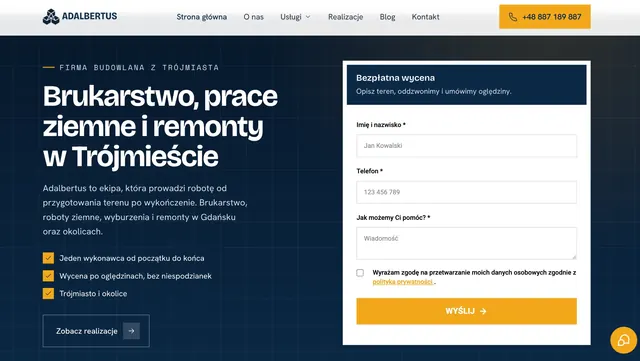 Zrzut strony głównej serwisu Adalbertus