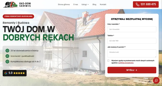 Zrzut strony głównej serwisu Eko-Dom-Serwis