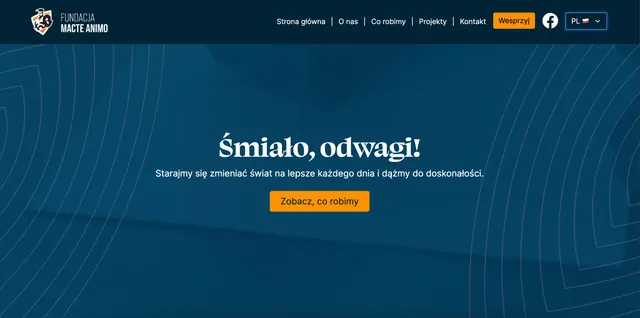 Zrzut strony głównej serwisu Fundacja Macte Animo