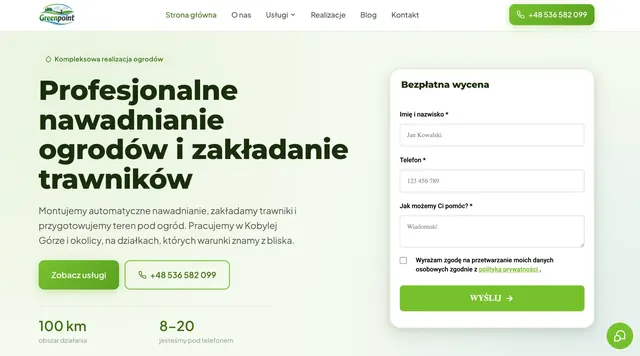 Zrzut strony głównej serwisu Greenpoint