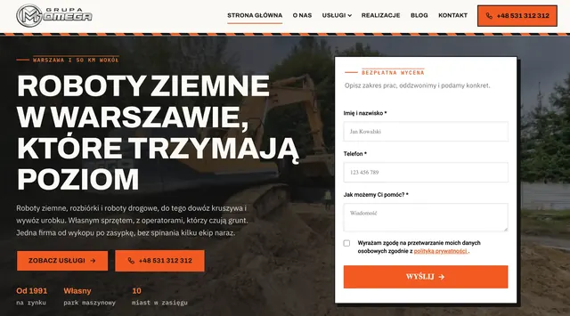 Zrzut strony głównej serwisu Grupa Omega
