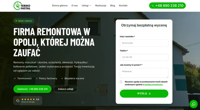 Zrzut strony głównej serwisu Termo Instal